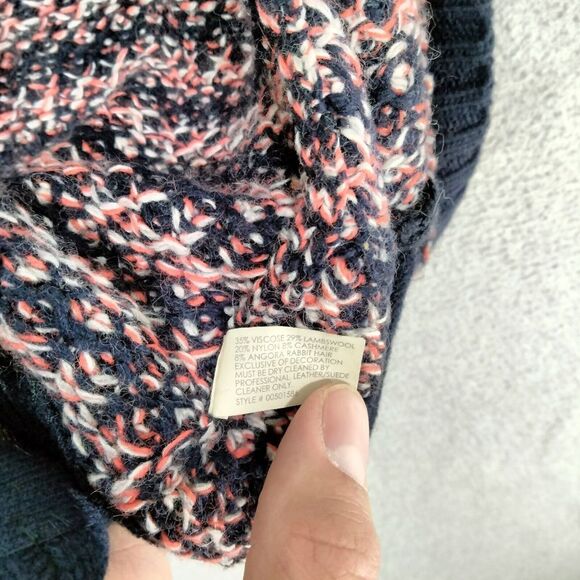 Club Monaco Cardigan Sweater Wmns Sz XS Leather Wool Angora Cashmere Open Front - Picture 8 of 12